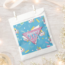 Girls Retro Blue Unicorn Birthday Bedankzakje