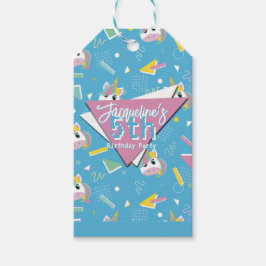 Girls Retro Blue Unicorn Birthday Cadeaulabel