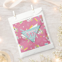 Girls Retro Pink Unicorn Birthday Bedankzakje