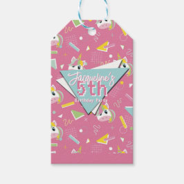 Girls Retro Pink Unicorn Birthday Cadeaulabel