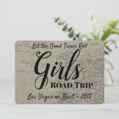 Girls Road Trip  Uitnodiging (Staand voorkant)