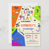 Girls Rock Climbing Birthday Party Invitation Kaart (Voorkant)