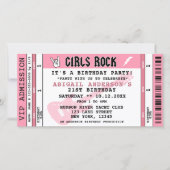 GIRLS ROCK CONCERT TICKET VERJAARDAG UITNODIGING (Voorkant)