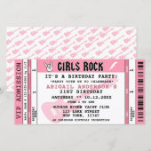 GIRLS ROCK CONCERT TICKET VERJAARDAG UITNODIGING (Voorkant / Achterkant)