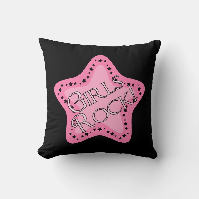 Girls Rock Pink Star Kussen (Voorkant)