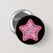 Girls Rock Pink Star Ronde Button 5,7 Cm (Voorkant /achterkant)