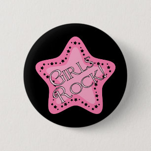 Girls Rock Pink Star Ronde Button 5,7 Cm