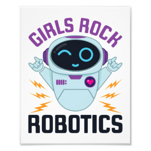 Girls Rock Robotics Cute Robot Team Women Foto Afdruk