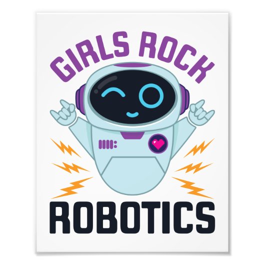 Girls Rock Robotics Cute Robot Team Women Foto Afdruk (Voorkant)