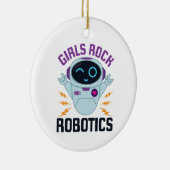 Girls Rock Robotics Cute Robot Team Women Keramisch Ornament (Rechts)