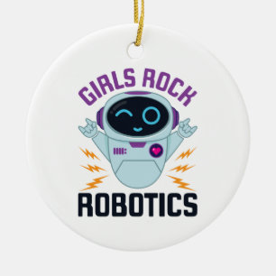 Girls Rock Robotics Cute Robot Team Women Keramisch Ornament