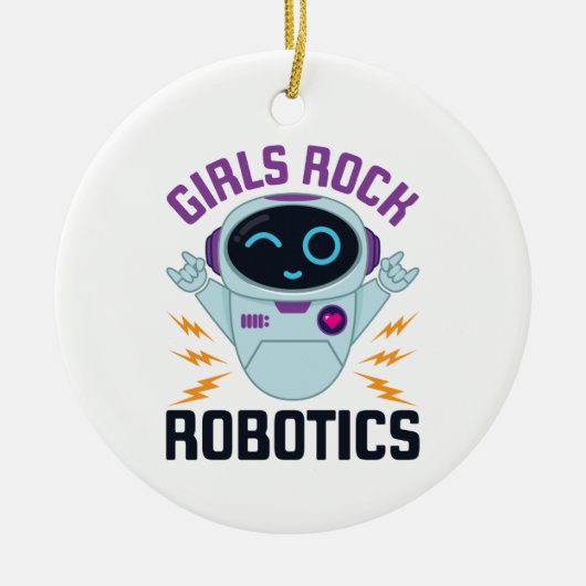 Girls Rock Robotics Cute Robot Team Women Keramisch Ornament (Voorkant)