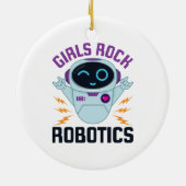 Girls Rock Robotics Cute Robot Team Women Keramisch Ornament (Achterkant)