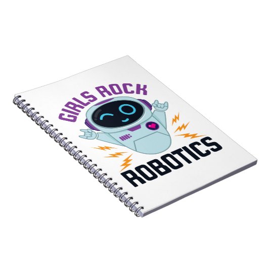 Girls Rock Robotics Cute Robot Team Women Notitieboek (Rechterzijde)