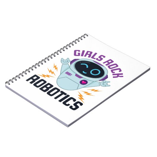 Girls Rock Robotics Cute Robot Team Women Notitieboek (Linkerzijde)