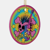 Girls Rock Skull & Crossbones Keramisch Ornament (Rechts)