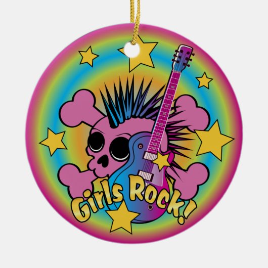 Girls Rock Skull & Crossbones Keramisch Ornament (Voorkant)