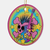 Girls Rock Skull & Crossbones Keramisch Ornament (Links)