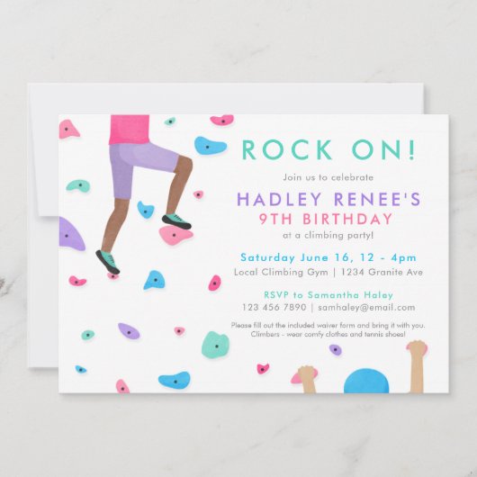 Girls Rock tijdens de Birthday Party Invitation Kaart (Voorkant)