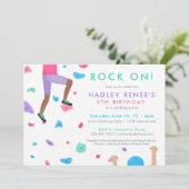 Girls Rock tijdens de Birthday Party Invitation Kaart (Staand voorkant)