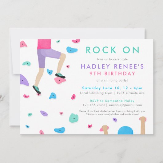 Girls Rock tijdens de Birthday Party Invitation Kaart (Voorkant)