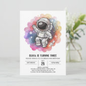 Girl's Rocket Elegance Astronaut Verjaardag Kaart (Staand voorkant)