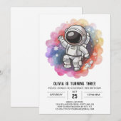 Girl's Rocket Elegance Astronaut Verjaardag Kaart (Voorkant / Achterkant)