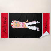 Girls Roller Derby Personalized Beach Towel Strandlaken (Voorkant)