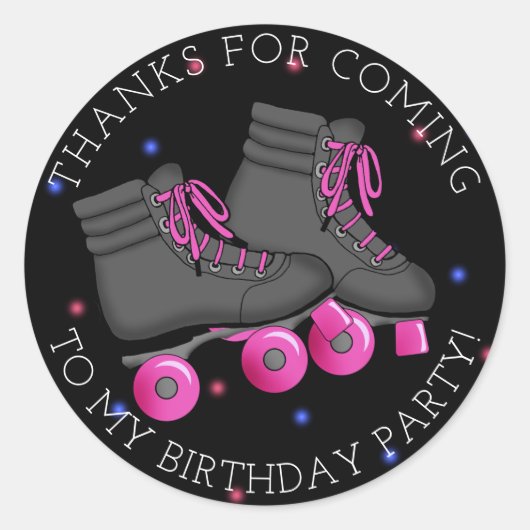 Girl's Roller Schaats Birthday Dank je Ronde Sticker (Voorkant)