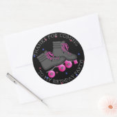 Girl's Roller Schaats Birthday Dank je Ronde Sticker (Envelop)