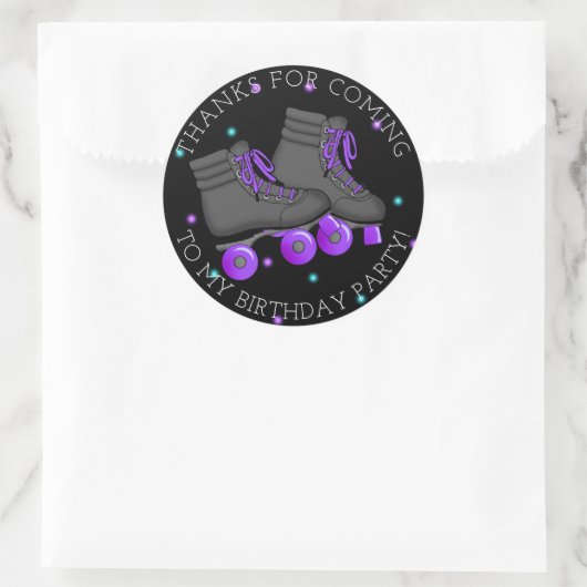 Girl's Roller Schaats Birthday Dank je Ronde Sticker (Tas)