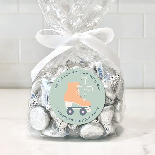 Girls Roller Skating Birthday Party Dank je Ronde Sticker