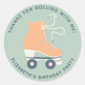 Girls Roller Skating Birthday Party Dank je Ronde Sticker (Voorkant)