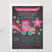 Girls Roller Skating Birthday Party Kaart (Voorkant / Achterkant)