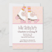 Girls Roller Skating Thleparty Invitations Kaart (Voorkant)
