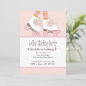 Girls Roller Skating Thleparty Invitations Kaart (Staand voorkant)