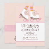 Girls Roller Skating Thleparty Invitations Kaart (Voorkant / Achterkant)
