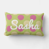 Girls Room Decor Roze en Groene Polka Dot Kussen (Voorkant)