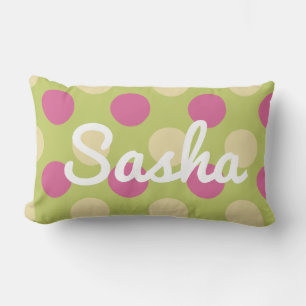Girls Room Decor Roze en Groene Polka Dot Kussen