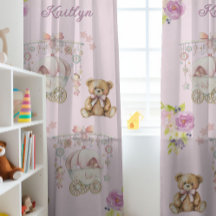 Girl's Room Teddy Bear Carriage Flowers Naam