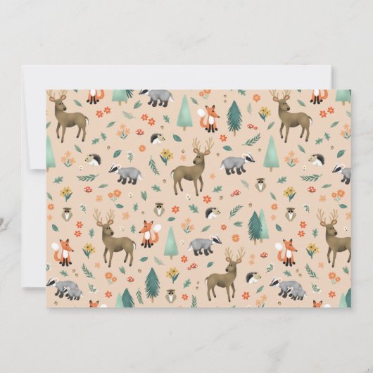 Girls roze Wild One Woodland Animals 1e verjaardag Kaart (Achterkant)