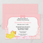 Girls Rubber Ducky Birthday Party Invitations Kaart (Voorkant / Achterkant)