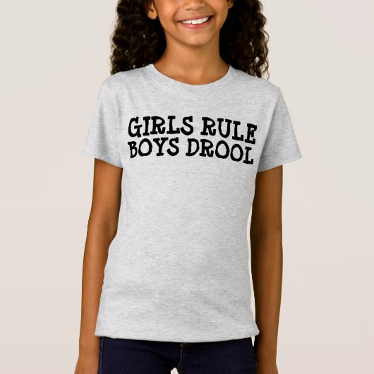 GIRLS RULE, BOYS DROOL, Funny T-shirts voor kinder (Voorkant)