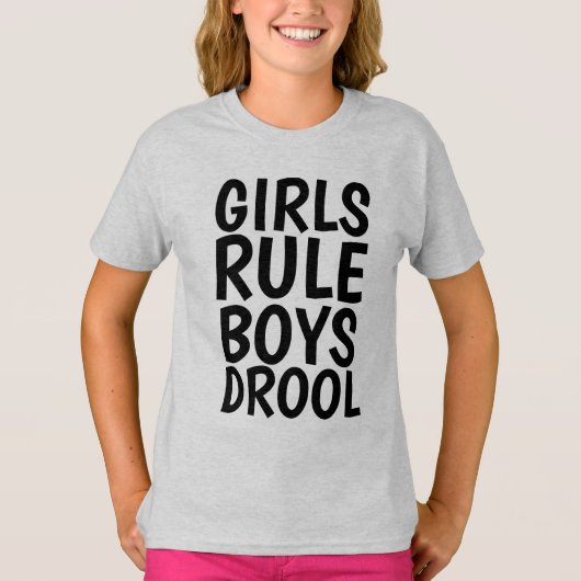 GIRLS RULE BOYS DROOL grappige Kinder T-shirts (Voorkant)