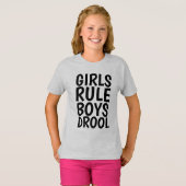GIRLS RULE BOYS DROOL grappige Kinder T-shirts (Voorkant volledig)