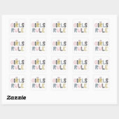 Girls Rule Funky Lettering Vierkante Sticker (Vel)