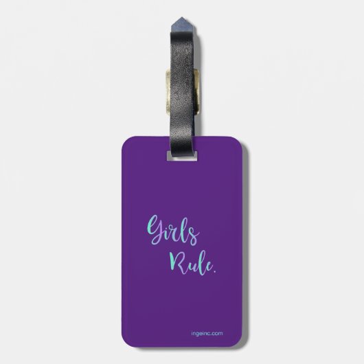 Girls Rule - Trendy Inspirerend Typografie Bagagelabel (Achterkant verticaal)