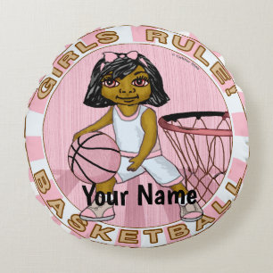 Girls Rules Basketbal Rond Kussen