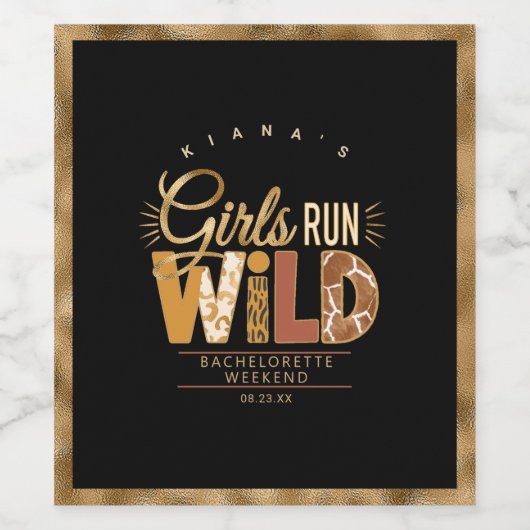 Girls Run Wild Safari Bachelorette ID1148 Wijn Etiket (Enkel label)