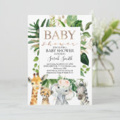 GIrls Safari Baby shower Kaart (Staand voorkant)